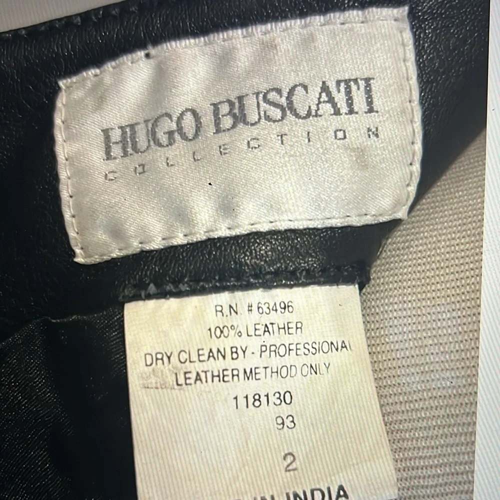 Hugo Buscati Black Leather Mini Skirt Size 2